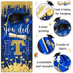 Blue and Gold Graduation Decorations Class of 2026 Congrats Grad Banner and Y…