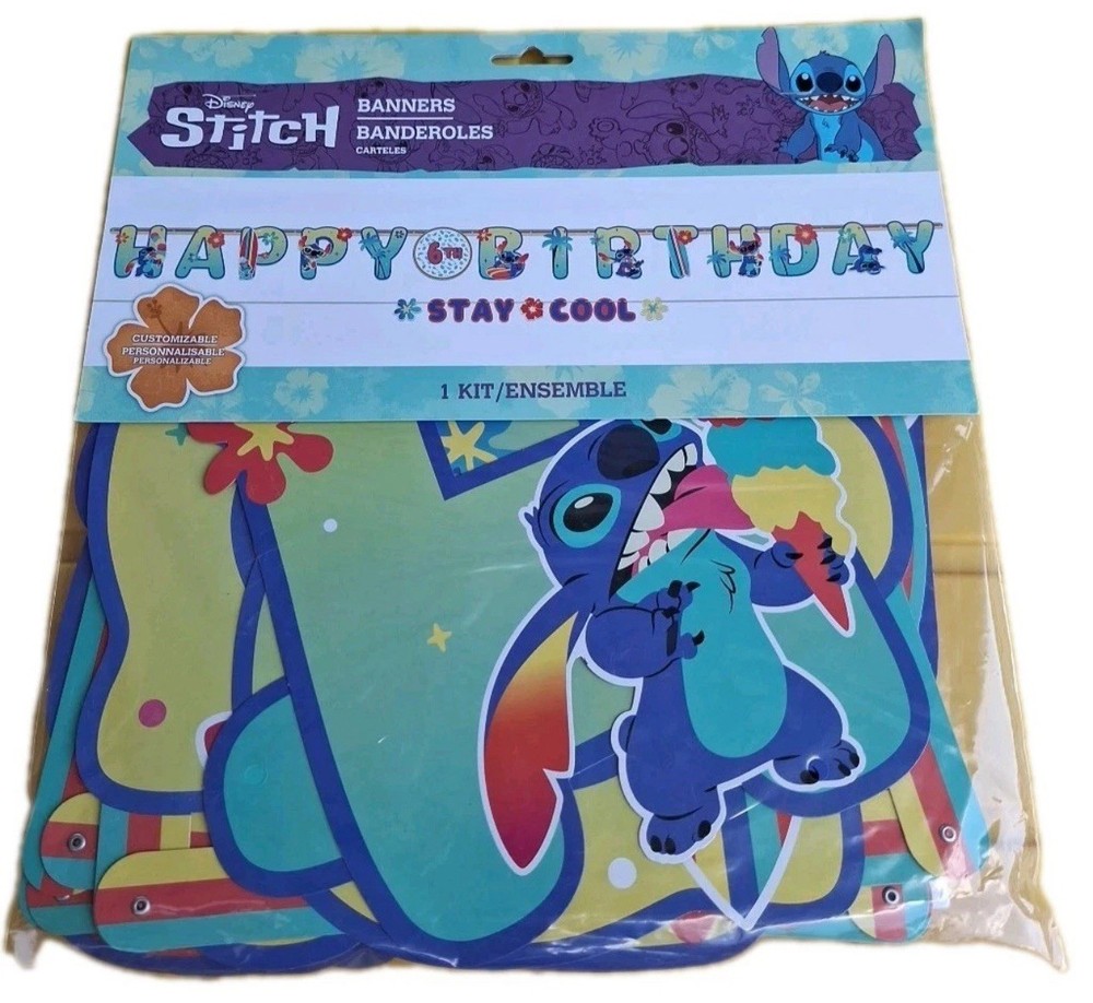 Disney Lilo & Stitch Happy Birthday Banner Set Party Supplies Kit New Movie (B14