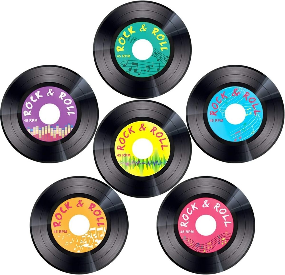 30pcs Record Cutouts 1950’s Rock and Roll Music Party Two Sided Decoration