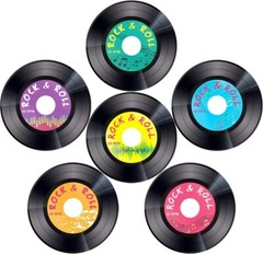 30pcs Record Cutouts 1950’s Rock and Roll Music Party Two Sided Decoration