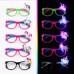 LED Light Up Unicorn Glasses for Birthday Party Glow Party Dress Up (12 Packs)