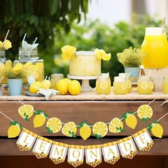 Lemonade Stand Supplies Banner Lemonade Sign Lemon Garland for Summer Birthday