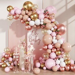 Rose Gold Balloon Arch Kit, 147Pcs Metallic Gold White Pastel Nude Pink and R…