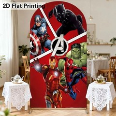 Comic Superhero Avengers Arch Backdrop Cover Boy Birthday Party Photo Background