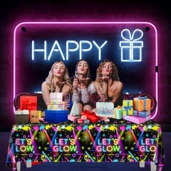 HAKOTI 3Pack Glow Neon Party Tablecloth – Let Theme Let’s