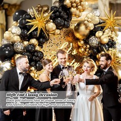 Black and Gold Balloons Garland Arch Kit, 5 10 12 18inch Confetti