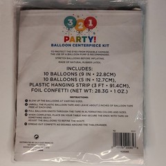 321 Party Balloon Centerpiece Kit – White, Gold & Gray with Foil Confetti – New