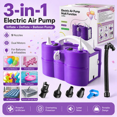 3-in-1 Portable 110V Electric Balloon Inflator Pump Inflatables Party Birthday