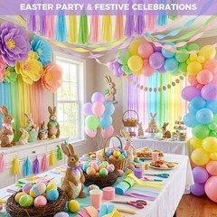 12 PCS Pastel Macaron Crepe Paper Streamers 1.8 Inch x 82 Ft Party Decor
