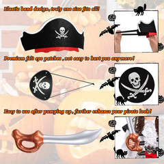 48 Pcs Funny Pirate Party Set- Include 16 Pirate Hats, 16 Eye Patches, 16 Inflat