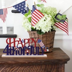Independence Day Table Decorations – Metal and Wood Sign for Home Festivities