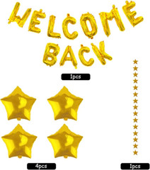 66 Pieces Welcome Back Balloon Banner Decorations Kit with Gold Welcome Back and