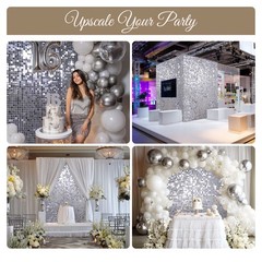 12 Pcs Silver Shimmer Wall Backdrop Panels Square Sequin Party Decoration 3×4 Ft