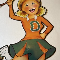 Football Cheerleader Touchdown Party Cutout Decoration, Orange & Green