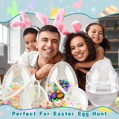 6 Pcs 10 Inch Transparent Easter Eggs with Handles Giant Clear Easter Egg Jum…
