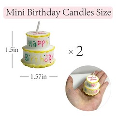 Happy Birthday Candle For Cake White Shape Mini Birthday Topper Decor 2 PCS