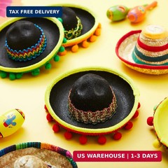 JOYIN 6 PCS Cinco De Mayo Fiesta Fabric and Straw Sombrero Hat Party Costume for