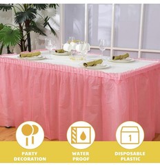 6 Pcs Assorted Color Plastic Table Skirts 14ft x 29in Neon Party Desk Curtain…