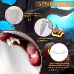 Retractable Realistic Vampire Zombie Fangs, Not Scratch, Reusable Fake Teeth