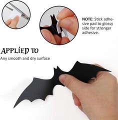 60PCS Halloween Bats Decoration 4 Different Sizes Realistic PVC Black 3D Scaroom