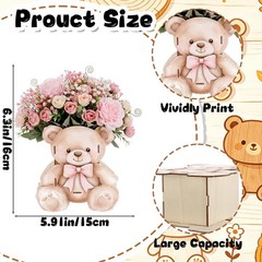 6 Pcs Bear Wooden Centerpieces for Tables Cute Bear with Bow We Can Bearly Wa…