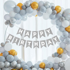Silver Happy Birthday Banner Happy Birthday Sign for Backdrop Silver Birthday De