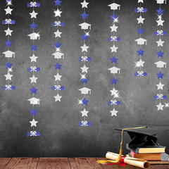 Navy-Blue Silver Graduation-2026 Class Party-Decorations Garland – Congrats Grad
