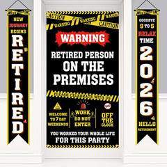 Retirement Party Decorations – Funny Caution Banner for Coworker Farewell