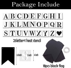 DIY Black Custom Banner Kit – 18 Pennants & A-Z Stencil for Every Celebration