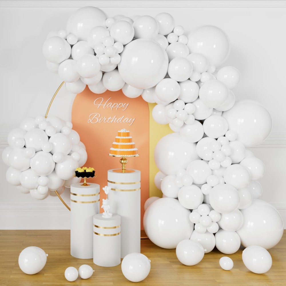 134Pcs White Balloons Different Sizes 5 10 12 18 Inch White Balloon Garland A…