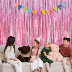 2 Pack Glitter Pink Backdrop, 3.28 FT x 7.05 FT Birthday 2 PCS Glitter pink