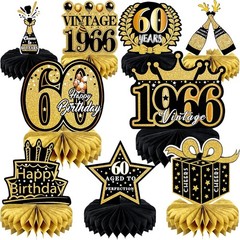 Party-Ready 60th Birthday Decorations: 9 Piece Black Gold Centerpieces