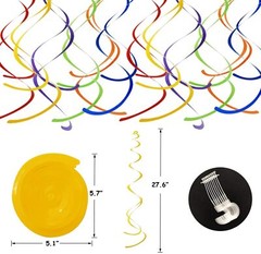 44pcs Birthday Party Decorations, Banner, Paper Fan, Garland, Swirl, Balloons