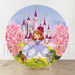 Round Castle Princess Sofia Cover Backdrop Photo Background Birthday Party Decor