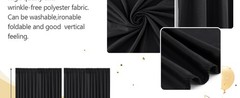 16x10FT Black Backdrop Curtains for Wedding Parties, Wrinkle Polyester