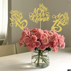 12 PCS Mis 15 Centerpiece Sticks Glitter Happy 15th Birthday Centerpieces Mis…
