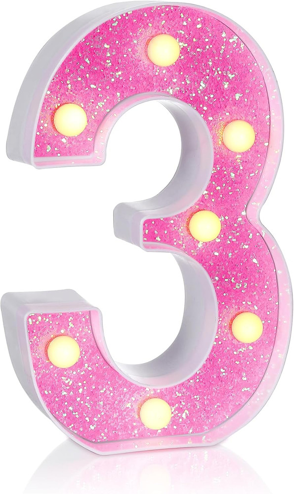 Pink Light up Letters，Pink Party Decorations,Girls Room Decor,Glitter Marquee Nu
