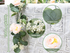 2 Pcs Pink 6.6Ft Artificial Eucalyptus Flower Garland with Fake Rose Flower Vine