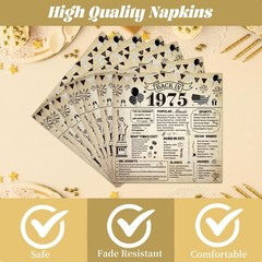 50Th Birthday Decorations for Men Women, Vintage 96PCS Back in 1975 Party Plates