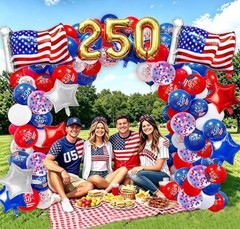 104 PCS Red White and Blue Balloon Garland Arch Kit, 4Th of July Balloon Arch Ki