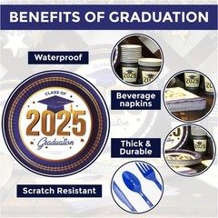Graduation Decorations Class of 2025 Blue and Gold – Regular, White
