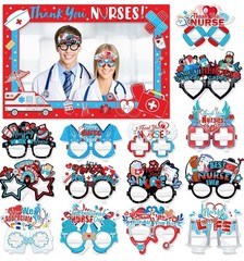 Thank You Nurses Photo Booth Props With Photo Frame And 14 Pc Paper Glasses