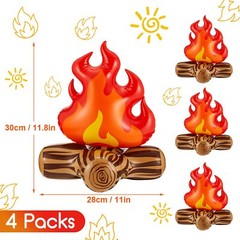 4 Pcs Inflatable Fake Campfire Camping Bonfire Props Party for Indoor Camping