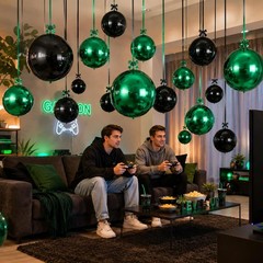 Green Black Balloons, 16PCS Different Sizes 4D Round Foil Balloon Large Spher…