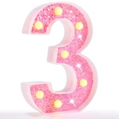 Pink Marquee Number 3 Lights Lighted Battery Powered 3rd Birthday Decor