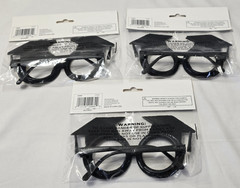 3 Graduation Novelty Glasses – Gold sparkle rim w/ grad hats- NEW in package