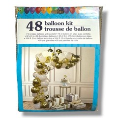 48 Balloons Arch Kit Gold & White with Confetti Party Celebrate Graduation NEW