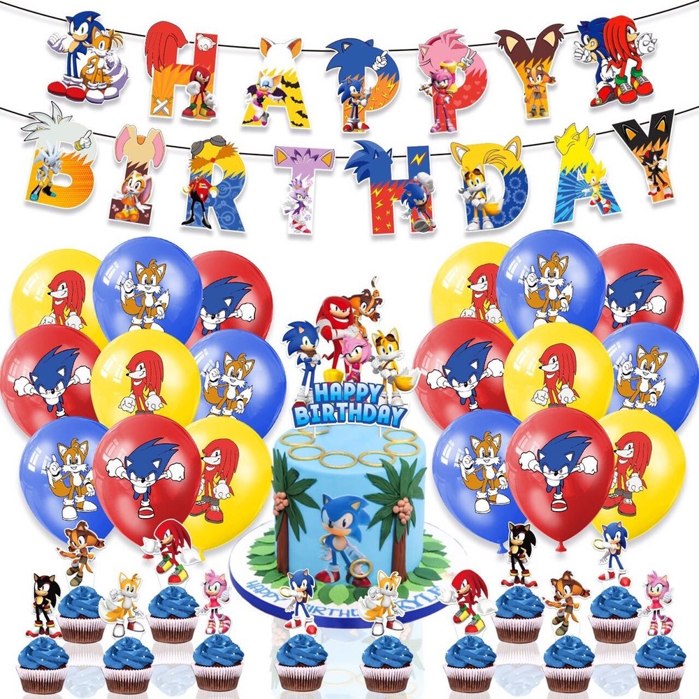 Sonic the Hedgehog Birthday Party Supplies Kits,for Kids Birthday Party Decorati