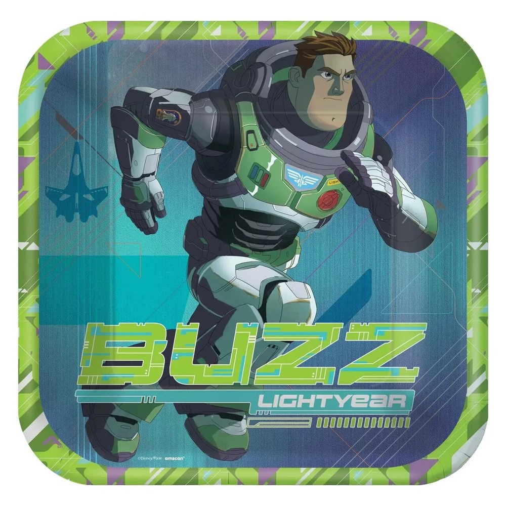 16 Count – Buzz Lightyear Toy Story Party Supplies 9″ Square Dinner Plates