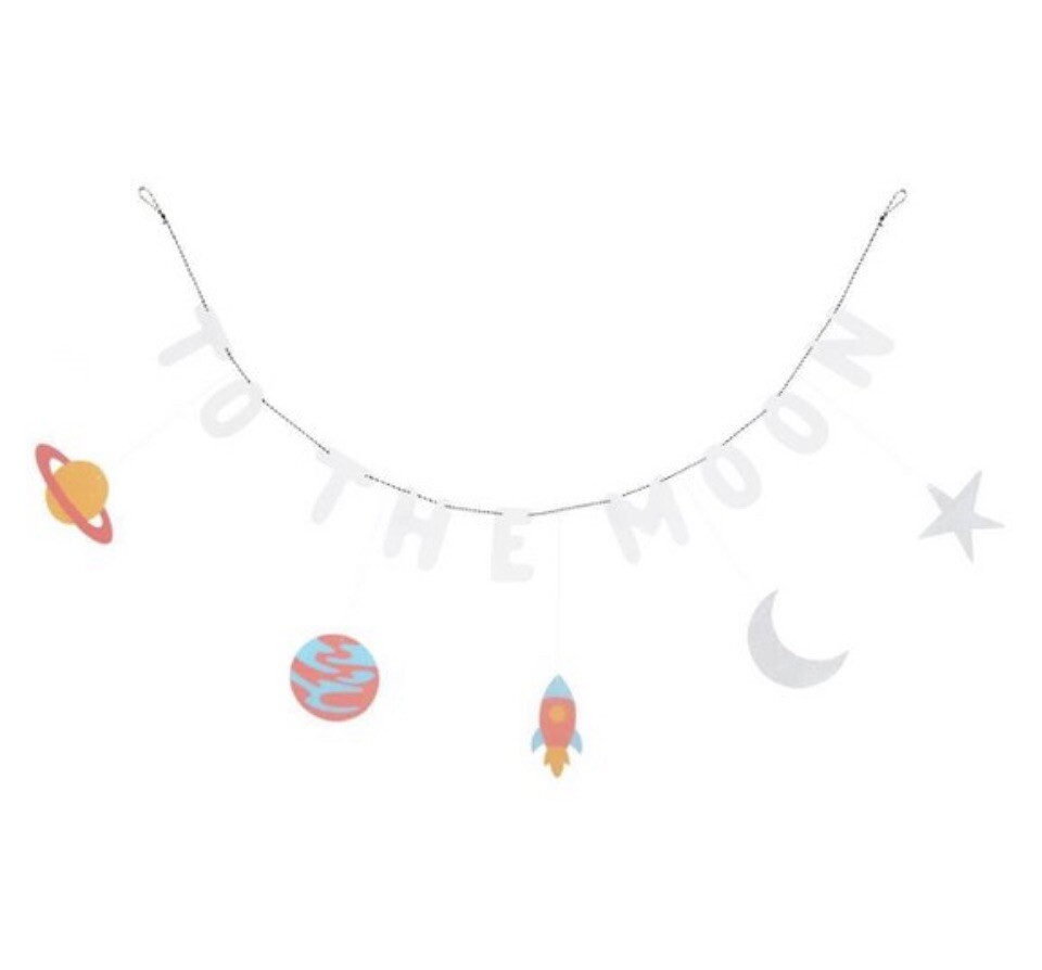 Spritz To The Moon 6pc Party Banner Ceiling Decor Celestial Planets Stars Moon